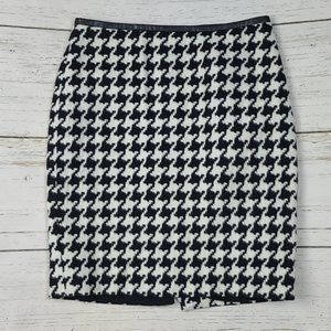 Talbots Houndstooth Black White Wool Blend Pencil Skirt Size 4P